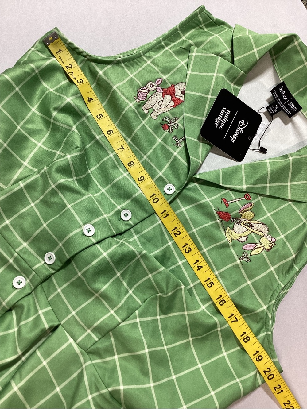 Disney Winnie the Pooh Unique Vintage Green Plaid Dress - Picture 12 of 14